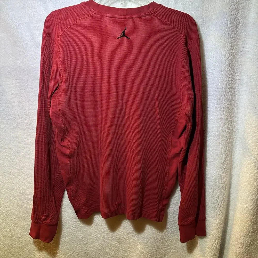 Jordan Thermal Shirt Mens Small Red Waffle Knit Jumpman Long Sleeve Athletic Gym